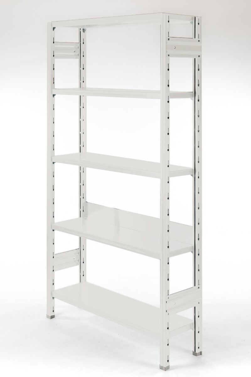 Scaffale libreria di metallo verniciato bianco per negozi showroom