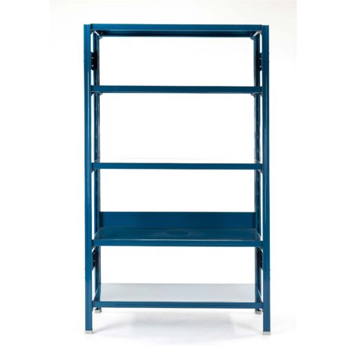libreria in metallo design blu per uffici e showroom 
