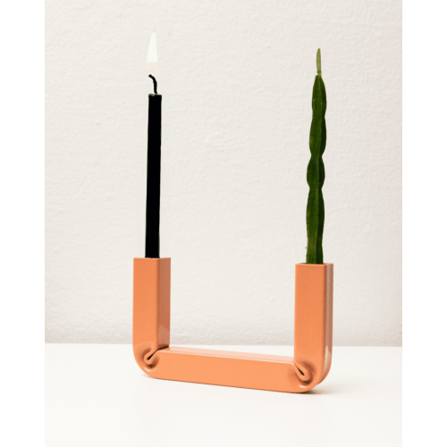 Portacandele Lumier in Metallo Verniciato Colore Rosa Cipria 17x12 cm