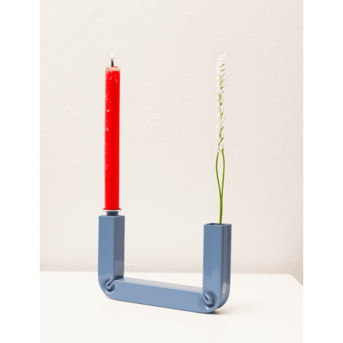 Portacandele Lumier in Metallo Verniciato Colore Blu 17x12 cm