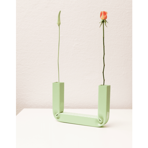 Porta Candele in Metallo Curvato Colore Verde 17x10cm