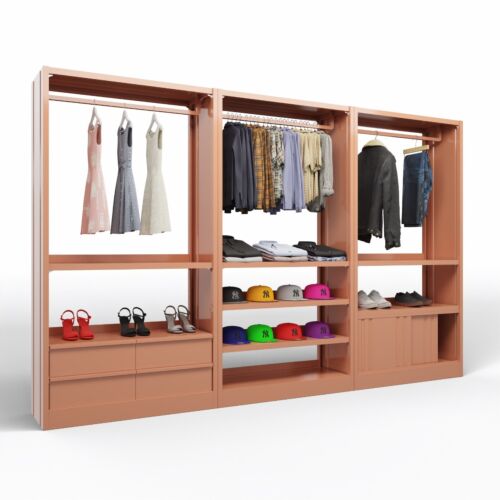 Mobile appendiabiti con fianchi chiusi e ante scorrevoli in acciaio verniciato color cipria