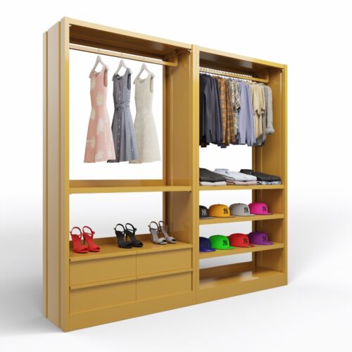 Modulo libreria in metallo verniciato senape RAL 1024 con fianchi chiusi