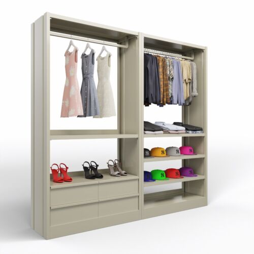 Modulo libreria in metallo verniciato di colore RAL 7032 con fianchi chiusi