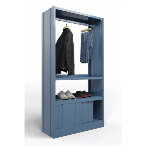 Mobile appendiabiti con fianchi chiusi e ante scorrevoli in acciaio verniciato colore RAL 5014