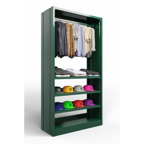 Mobile appendiabiti con ripiani e fianchi chiusi in acciaio verniciato verde RAL 6005