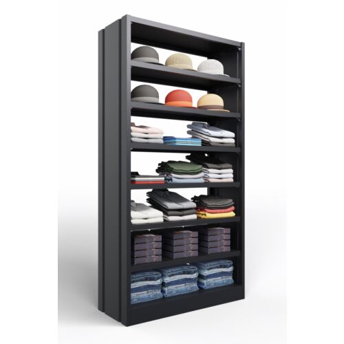 Modulo libreria in metallo verniciato nero ghisa con fianchi chiusi