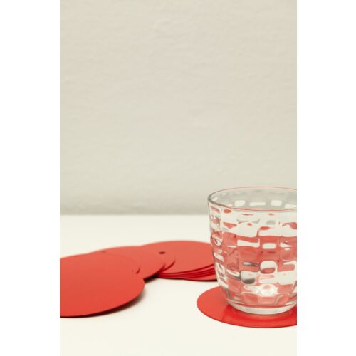 Set 6 Sottobicchieri in Metallo Verniciato Colore Rosso