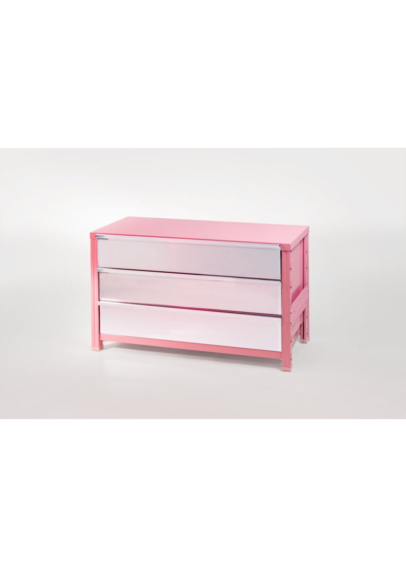 Cassettiera rosa e inox