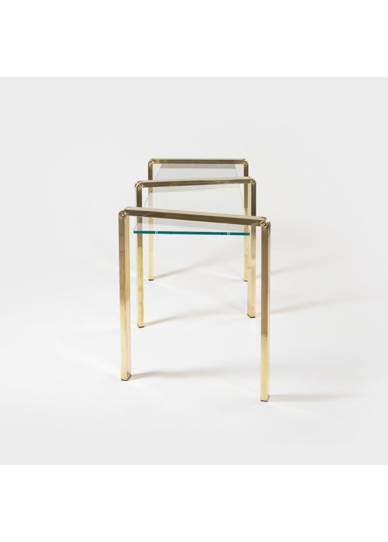 console in brass and glass for showroom and hotellerie