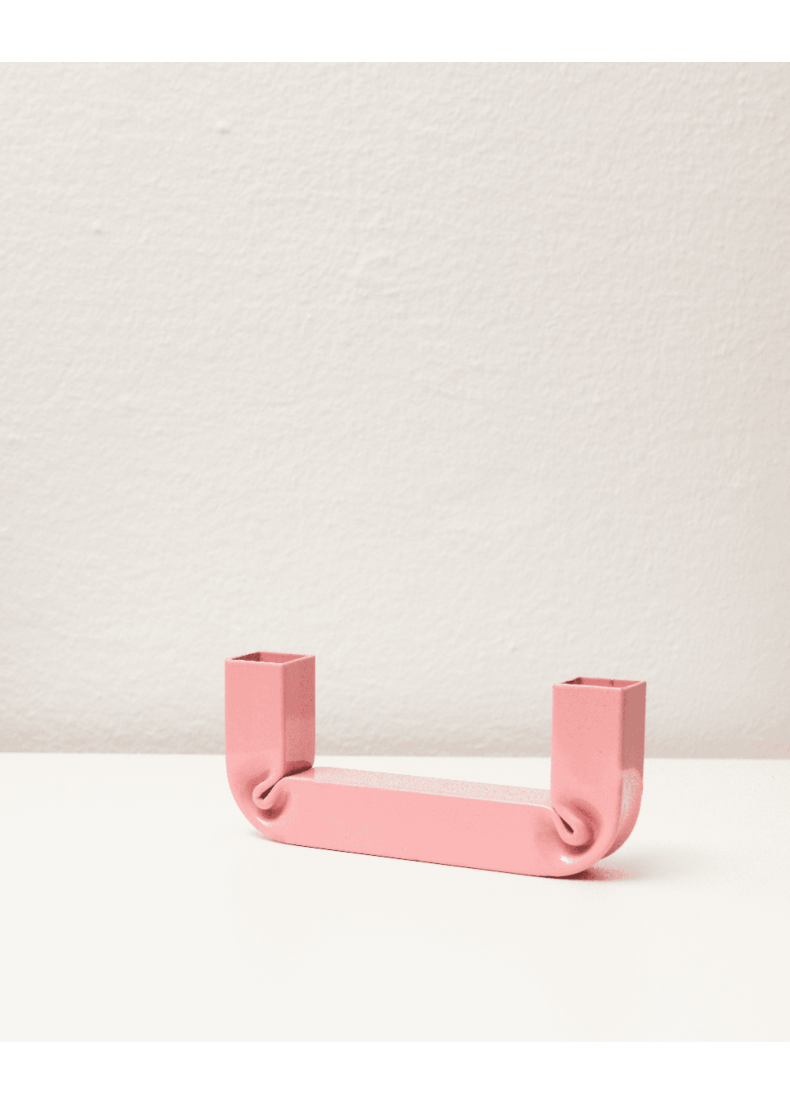 Portacandele in Metallo Verniciato Rosa 15x6,5 cm