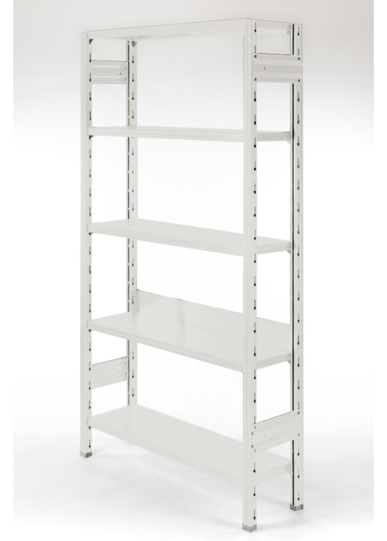 bookcase in metal varnished in white ideal for shops, showroom, living room, hotel 