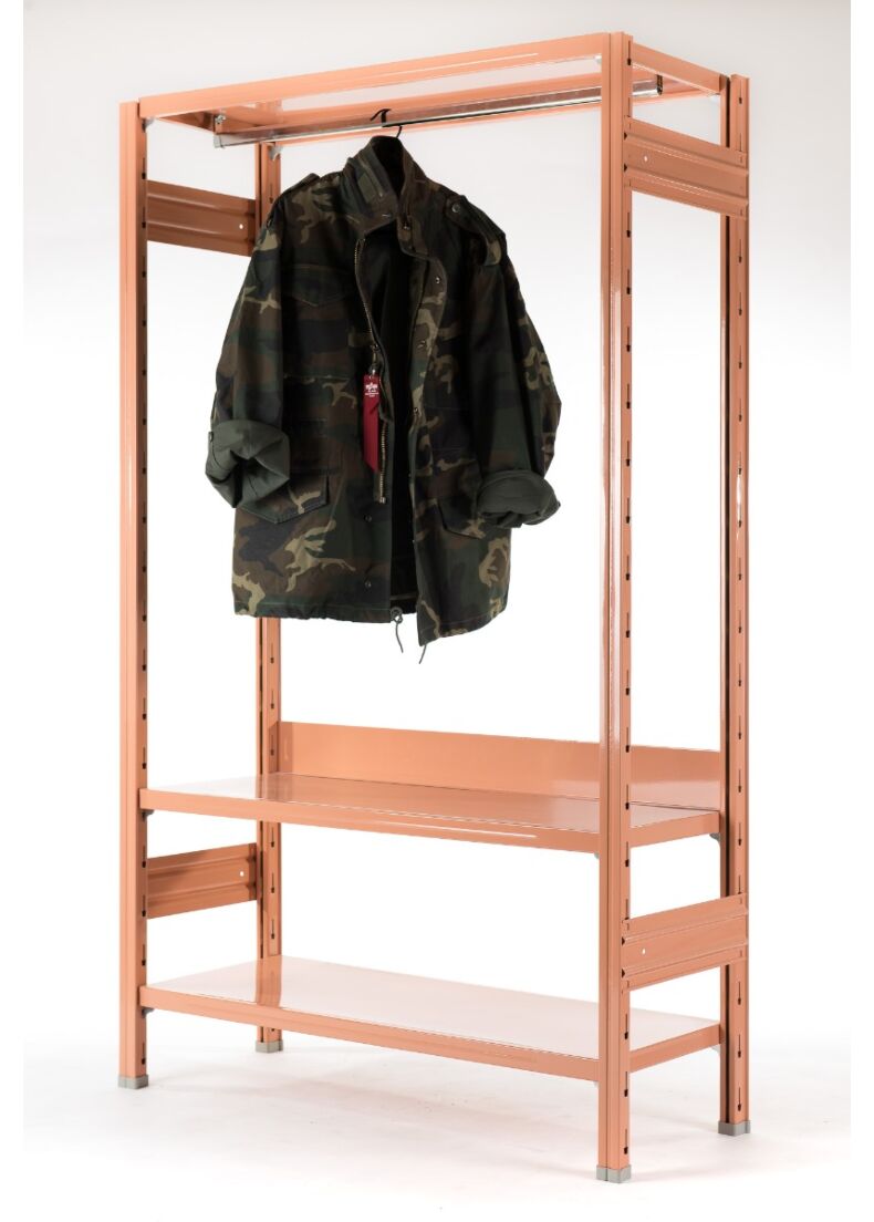 design metal shelving in pink by situér milano