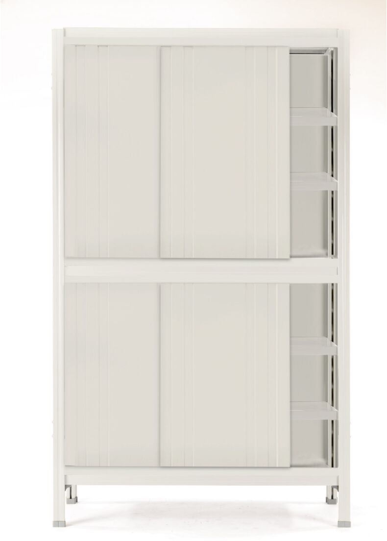 metal cabinet with sliding doors