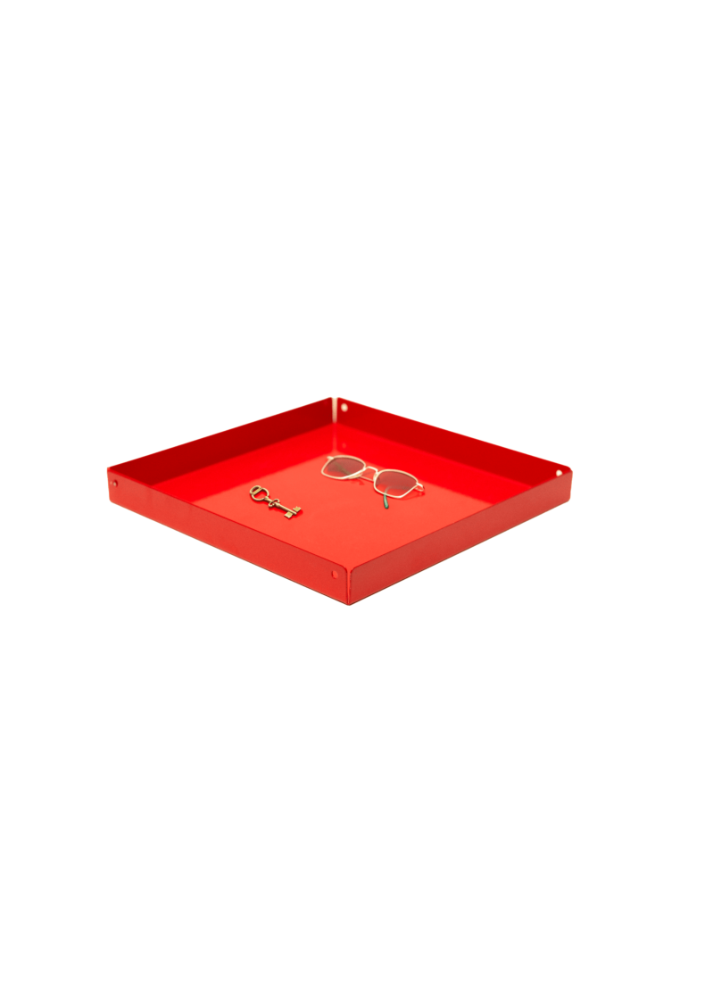Vassoio Ferro Quadrato di Design colore Rosso 20x20 cm