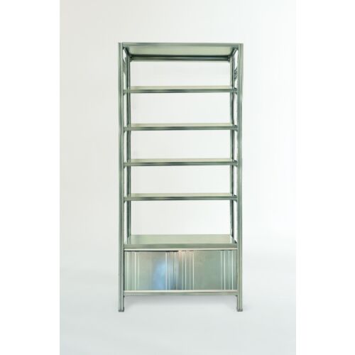 scaffale design in acciaio zincato con ante scorrevoli per negozi 