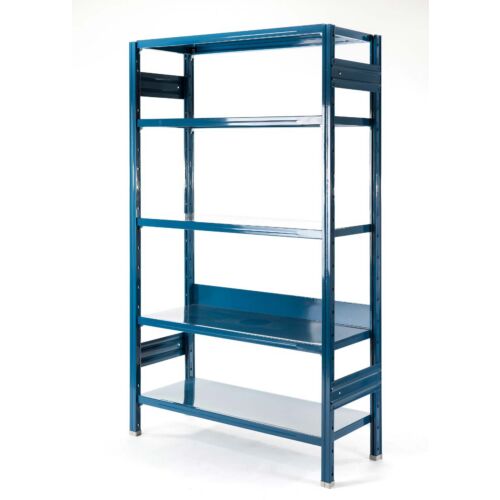 libreria in metallo design blu per uffici e showroom 