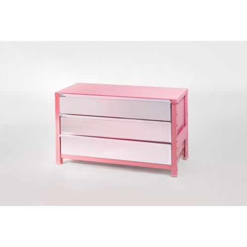 Cassettiera rosa e inox