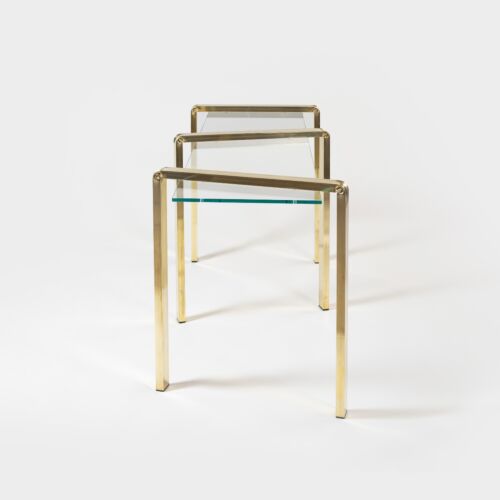 console in brass and glass for showroom and hotellerie