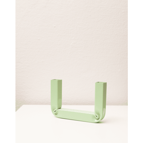 Porta Candele in Metallo Curvato Colore Verde 17x10cm