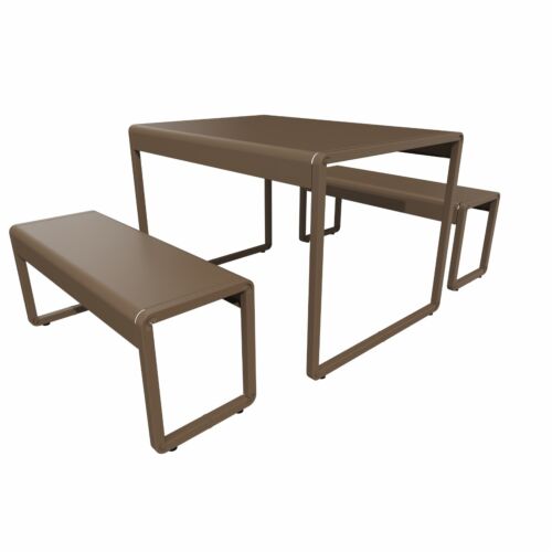 Composizione di Tavolo e panche cm. 100 in acciaio verniciato RAL 1019