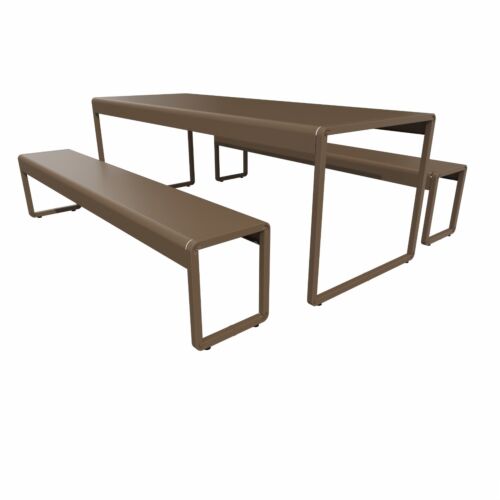 Composizione di Tavolo e panche cm. 200 in acciaio verniciato RAL 1019