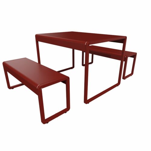 Composizione di Tavolo e panche cm. 100 in acciaio verniciato RAL 3020