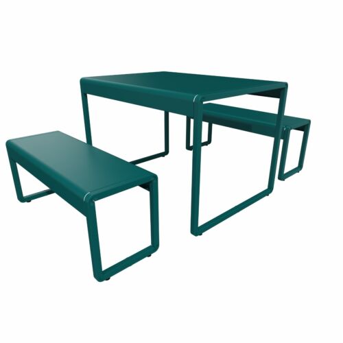 Composizione di Tavolo e panche cm. 100 in acciaio verniciato RAL 5018