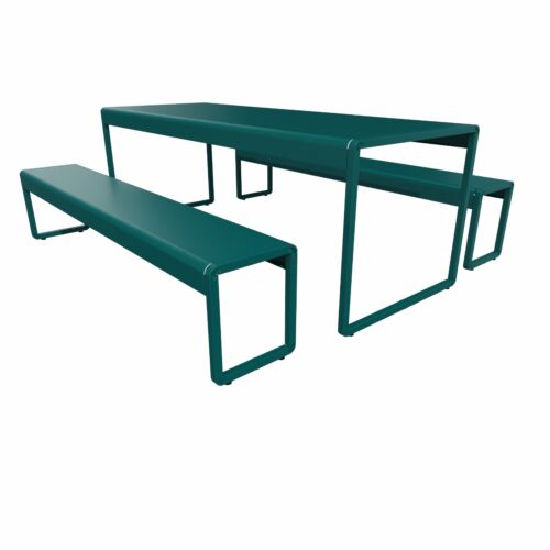 Composizione di Tavolo e panche cm. 200 in acciaio verniciato RAL 5018