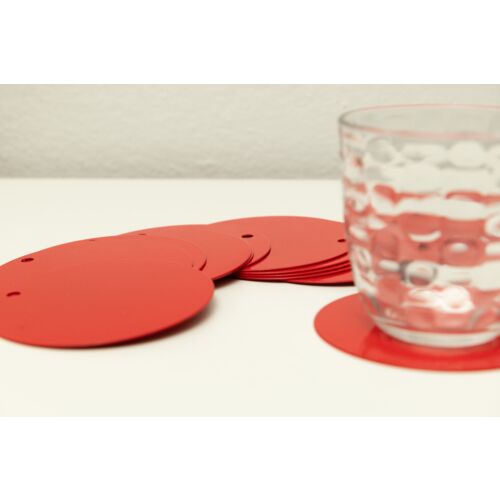 Set 10 Sottobicchieri in Ferro Verniciato Colore Rosso