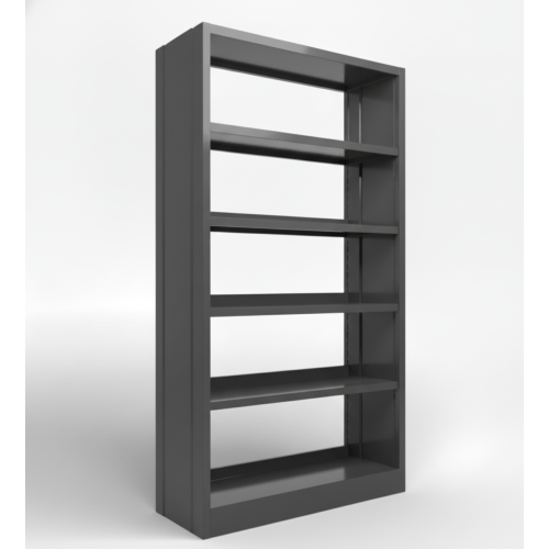 Bookcase module in black cast iron painted metal with closed sides