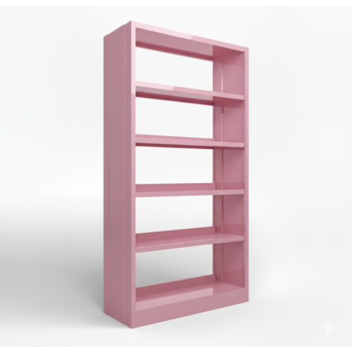 Modulo libreria in metallo verniciato rosa RAL 3015 con fianchi chiusi