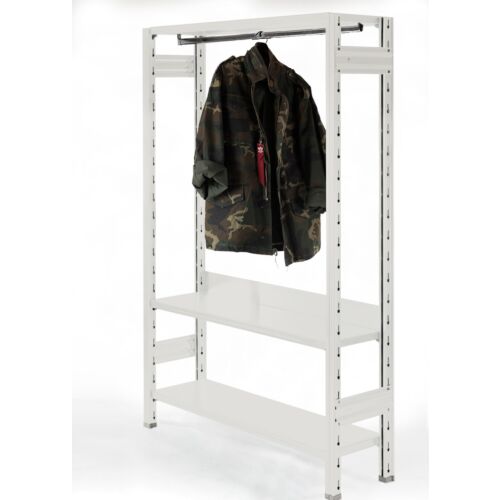 scaffalatura appendiabiti di design per appendere vestiti per negozi, hotel e showroom colore bianco 