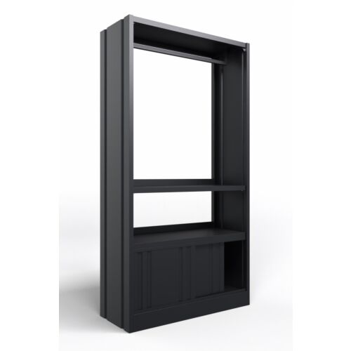 Mobile appendiabiti con fianchi chiusi e ante scorrevoli in acciaio verniciato nero ghisa