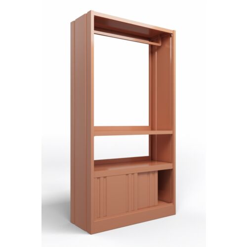 Mobile appendiabiti con fianchi chiusi e ante scorrevoli in acciaio verniciato color cipria