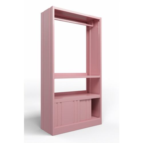 Mobile appendiabiti con fianchi chiusi e ante scorrevoli in acciaio verniciato rosa RAL 3015