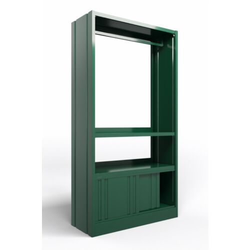 Mobile appendiabiti con fianchi chiusi e ante scorrevoli in acciaio verniciato verde RAL 6005