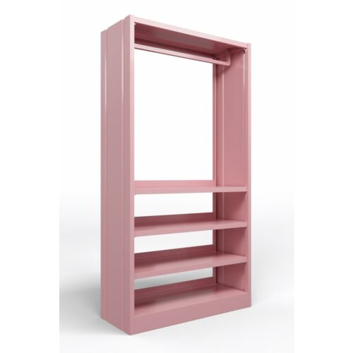 Mobile appendiabiti con ripiani e fianchi chiusi in acciaio verniciato rosa RAL 3015