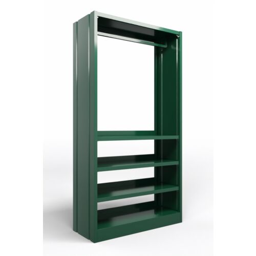 Mobile appendiabiti con ripiani e fianchi chiusi in acciaio verniciato verde RAL 6005