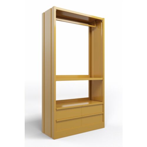 Mobile appendiabiti con cassetti e fianchi chiusi in acciaio verniciato color senape RAL 1024