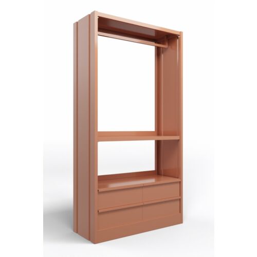 Mobile appendiabiti con cassetti e fianchi chiusi in acciaio verniciato color cipria RAL 3012