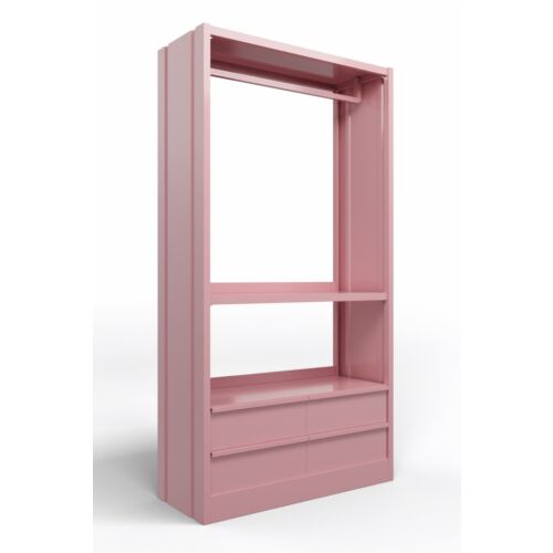 Mobile appendiabiti con cassetti e fianchi chiusi in acciaio verniciato rosa RAL 3015