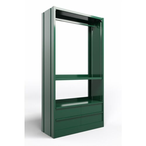 Mobile appendiabiti con cassetti e fianchi chiusi in acciaio verniciato verde RAL 6005