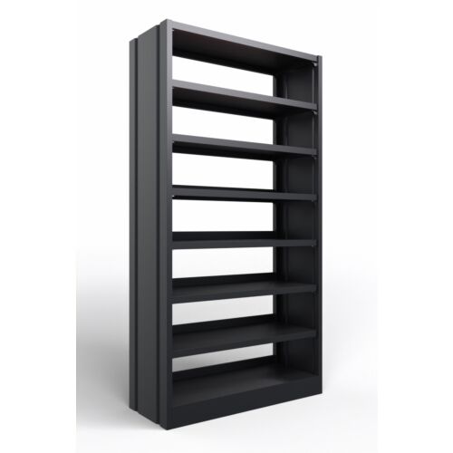 Modulo libreria in metallo verniciato nero ghisa con fianchi chiusi