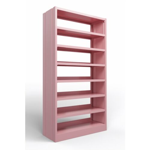 Modulo libreria in metallo verniciato rosa RAL 3015 con fianchi chiusi