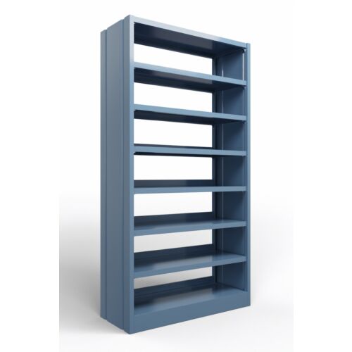 Modulo libreria in metallo verniciato colore RAL 5014 con fianchi chiusi