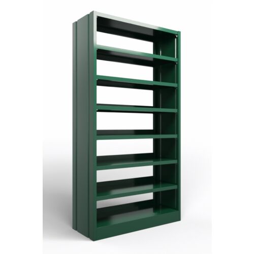 Modulo libreria in metallo verniciato verde con fianchi chiusi