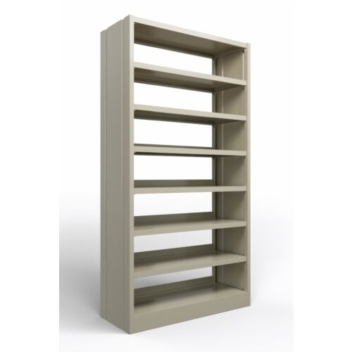 Modulo libreria in metallo verniciato di colore RAL 7032 con fianchi chiusi