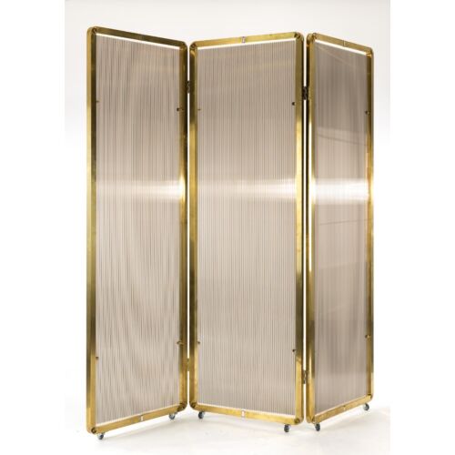 divisorio separé per ambienti indoor con struttura in ottone e pannelli in lexan situér milano