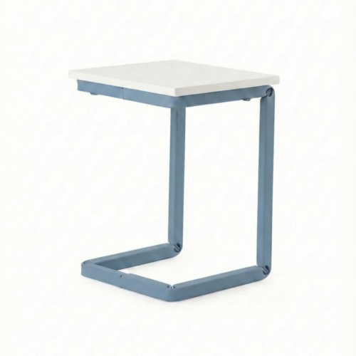 Sgabello FLEX in acciaio verniciato blu e piano in legno